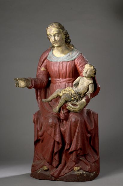 null École FRANÇAISE du début du XVIIe siècle 

Vierge à l’Enfant assise

Fort relief...