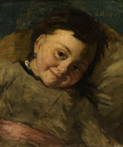 null École de la fin du XIXe siècle 

Portrait d’enfant à la boucle d’oreille 

Huile...