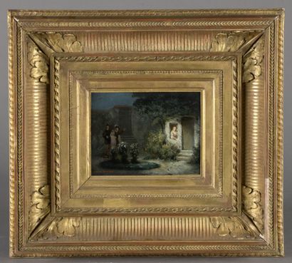 null John HOVE (19th century)

Faust and Marguerite, 1864 

Oil on panel.

Signed...