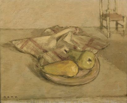 null BENN (1905-1989)

Pears and chair 

Oil on canvas. 

Signed lower left. 

38...