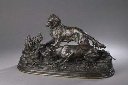 null Pierre-Jules MÈNE (1810-1879) 

Chasse à la perdrix

Modèle créé en 1847.

Bronze...