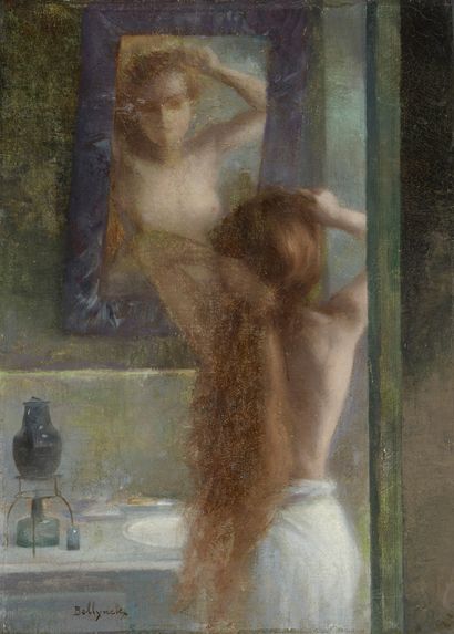Hubert-Emile BELLYNCK (1859-?) 
Nu au miroir...