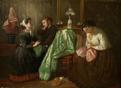 L. SIRVENT (XIXe) 
La conversation au salon...