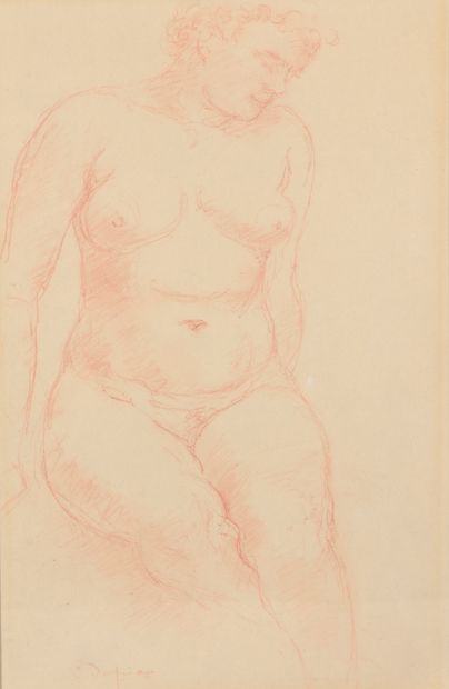 null Charles Despiau (1874-1946) 

Femme nue assise

Sanguine.

Signé en bas à gauche...