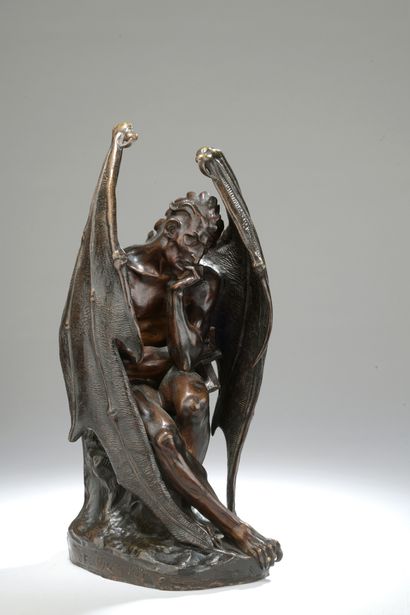  Jean-Jacques Feuchère (1807-1852) 
Satan 
Bronze à patine brune 
Signé et daté «...
