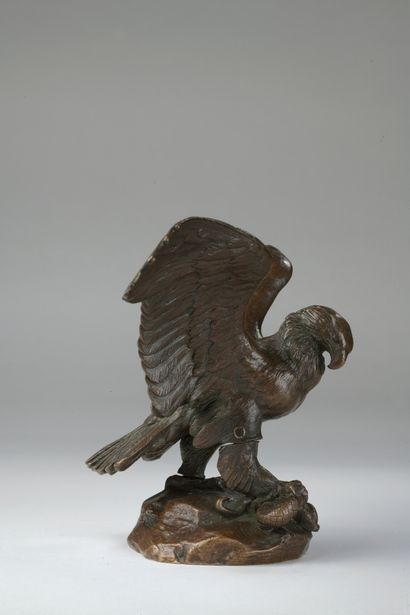  Antoine-Louis Barye (1795-1875) 
Eagle carrying a snake 
Bronze with light brown...