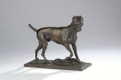 null Jacques Auguste Fauginet (1809-1847) 

Dog and mouse

Bronze with light brown...