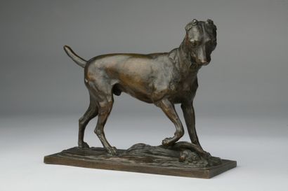  Jacques Auguste Fauginet (1809-1847) 
Dog and mouse 
Bronze with light brown patina...