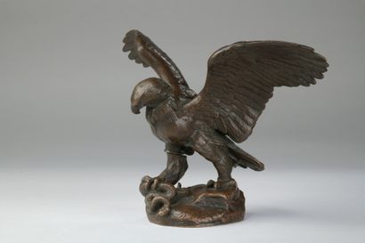 Antoine-Louis Barye (1795-1875) 
Eagle carrying a snake 
Bronze with light brown...