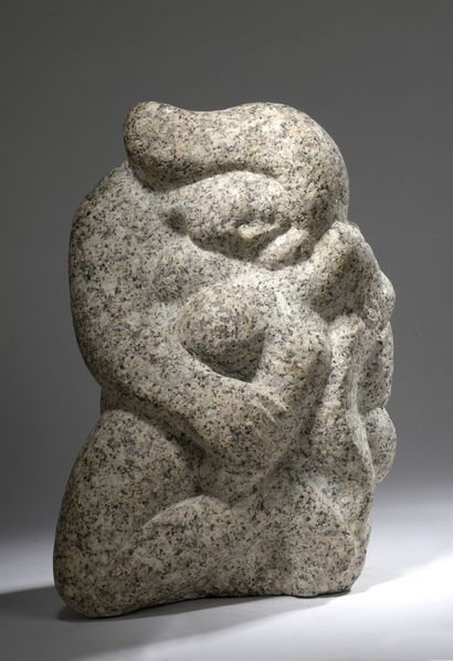 null André Deluol (1909-2003) 

Two women embracing, c. 1930

Direct carving on granite

Signed...