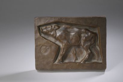 Paul JOUVE (1878-1973) 
Warthog 
Bas-relief...