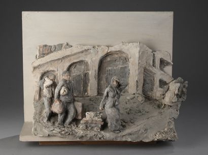 null Agnès BRACQUEMOND (1956)

War V

Suite of ten bas-reliefs in polychrome terra...