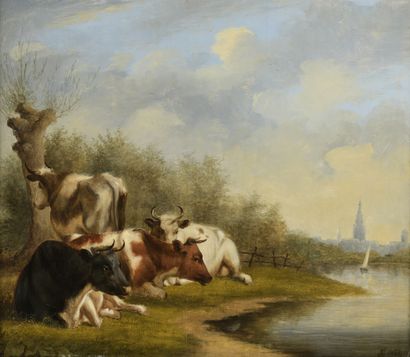 École du NORD du XIXe siècle 
Vaches, ânes...