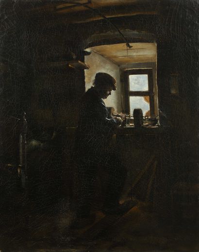 null Jules TOULOT (1863-?)

An old Burgundian turner in his workshop 

Oil on canvas.

Signed...