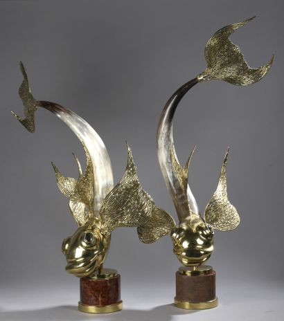 null Jacques DUVAL-BRASSEUR (1934-2021)

Fish, 1976

Two sculptures in horn and gilded...