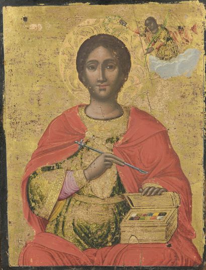 Icône de saint Pantaléon de Nicomédie 
Tempera...