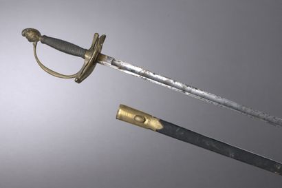 null OFFICER'S SWORD. Fully watermarked fuse. Mounting out of brass, engraved. Pommel...