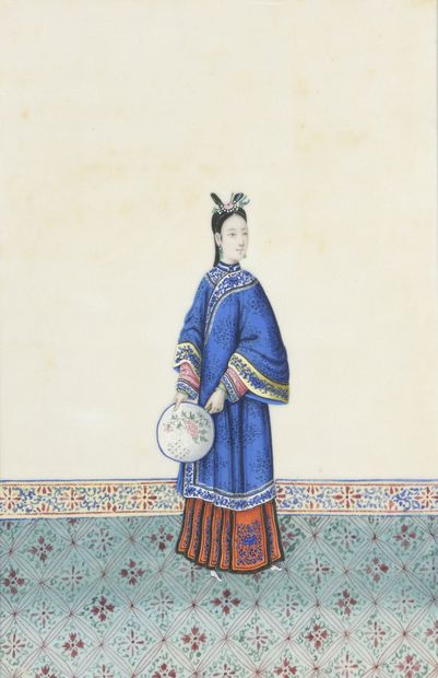 null ENSEMBLE DE DOUZE PEINTURES à l’encre et couleurs dites ‘’sur papier de riz’’,...