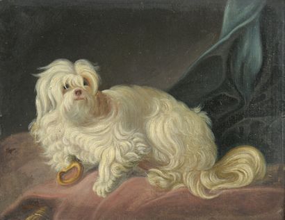 null School of the 19th century

Portrait of a dog

Oil on paper mounted on panel.

18...
