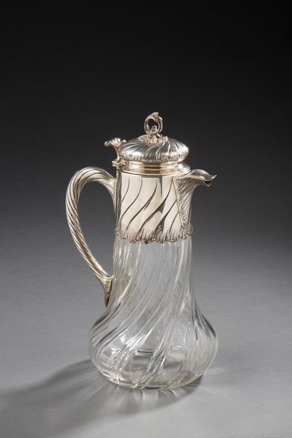 null Orangeade carafe mounted in silver 1st title 925‰, rocaille model with twisted...
