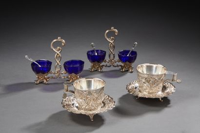null Lot including a pair of silver cups 1st title 925‰ and their saucers, a pair...
