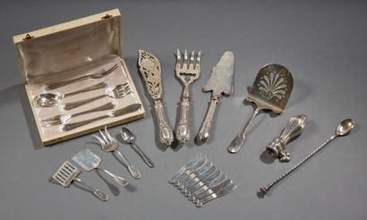 null CHRISTOFLE - Part of a silver-plated household set including: 

Twelve table...