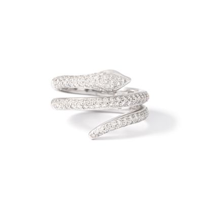 null An 18K white gold 750‰ snake-shaped ring set at the top with brilliant-cut diamonds....