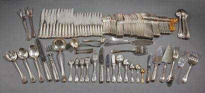 null CHRISTOFLE - Part of a silver-plated household set including: 

Twelve table...