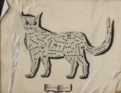 Lucien MATHELIN (1905-1981) 
Le chat 
Encre...
