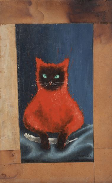Lucien MATHELIN (1905-1981) 
Le chat rouge,...