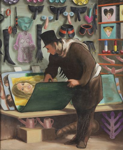 null Lucien MATHELIN (1905-1981)

L'amateur de Sex-shop, Daumier, 1975

Huile sur...