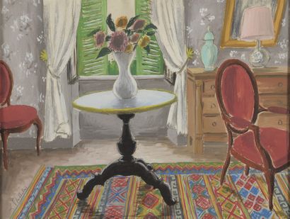  Lucien MATHELIN (1905-1981) Vase de fleurs...