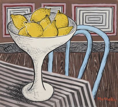 null Lucien MATHELIN (1905-1981)

Coupe aux citrons

Gouache sur papier. 

Signée...