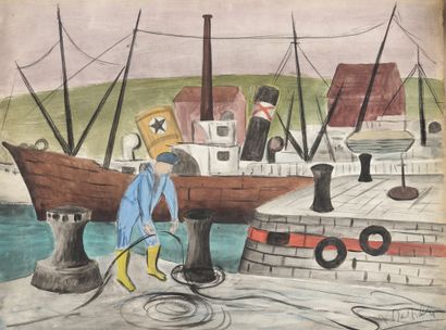 null Lucien MATHELIN (1905-1981)

Trois gouaches sur papier signées :

- Barques...