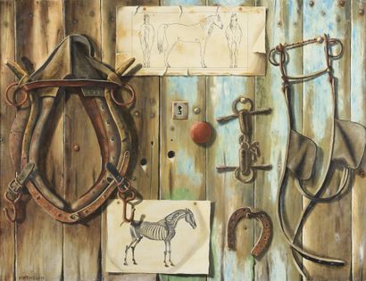 null Lucien MATHELIN (1905-1981)

Le collier de cheval, 1981

Huile sur toile. 

Signée...