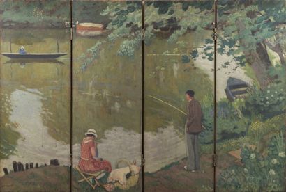 null Willem VAN HASSELT (1882-1963)

Pique-nique et pêche au bord de l'eau

Paravent...