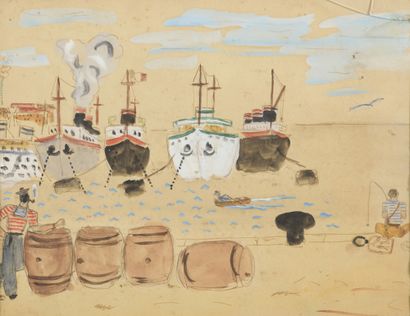 null Lucien MATHELIN (1905-1981)

Les marins au port

Gouache et aquarelle sur traits...