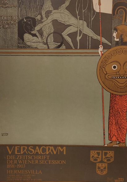 null VERSACRUM, dessin de Gustave Klimt, exposition HERMESVILLA en 1982, affiche...