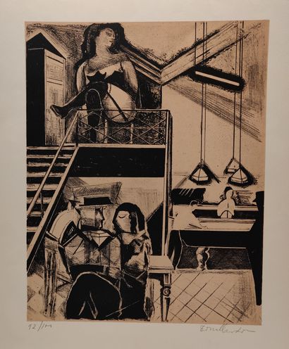 null Carlos TORRALLARDONA (1913-1986)

Three lithographs: 

- Maison brothel, lithograph,...