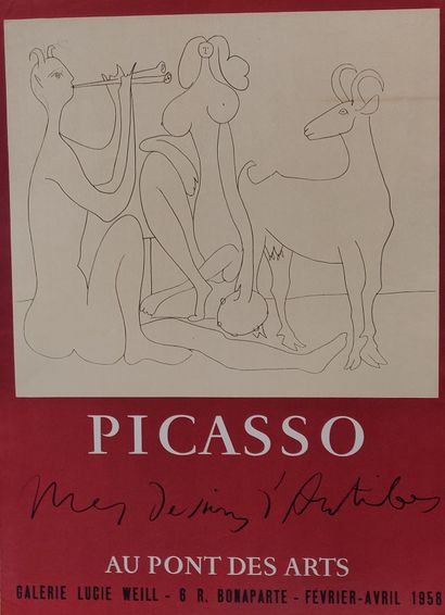 null PICASSO, Mes dessins d’Antibes, 1958, Galerie Lucie Weill, affiche, impression...
