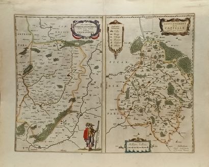 null Lot including ten maps: 

- After P. Petit BOURBON, description of Vermandois...