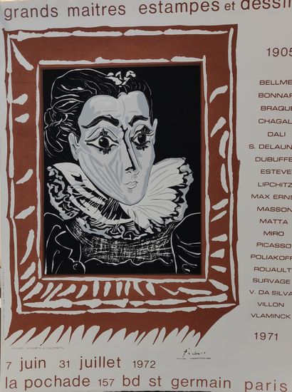 null Grands maitres estampes et dessins, Galerie La pochade, 1972, affiche sérigraphiée....
