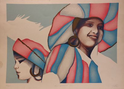 null Lot including : 

- GRETTA (XXth), Série carnaval XI, lithograph, signed at...