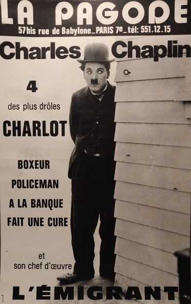 null Charlie CHAPLIN, The emigrant, The pagoda, canvas poster. 

77 x 52.5 cm 

Small...