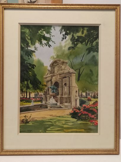 null APEYRE (Xxème)

View of the fountain in the Luxembourg garden, 1960 

Watercolor...