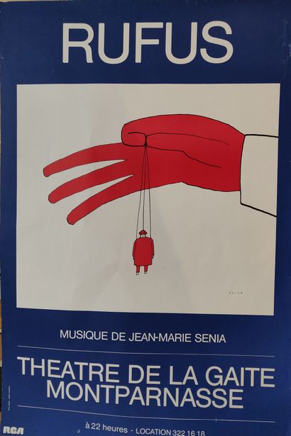 null Jean-Michel FOLON, RUFUS, théâtre de la Gaité Montparnasse, affiche. 

120 x...