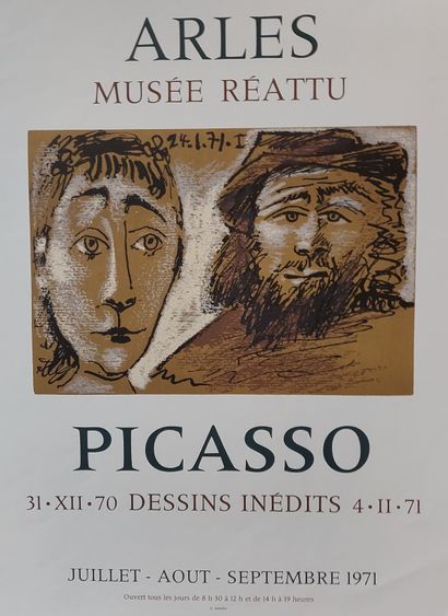 null PICASSO, Unpublished drawings at the Réattu Museum in Arles, 1971, poster, Mourlot...