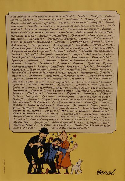 null HERGE, Captain Haddock's swear words, poster silkscreened by the Studio Hergé....