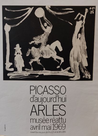 null PICASSO, D’aujourd’hui, Musée Réattu à Arles, 1969, affiche, impression Mourlot....