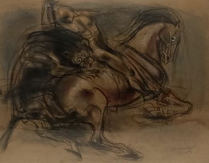 null Luben DIMANOV (1933)

Rider attacked by a lioness, 1989

Pastel and chalk highlights...